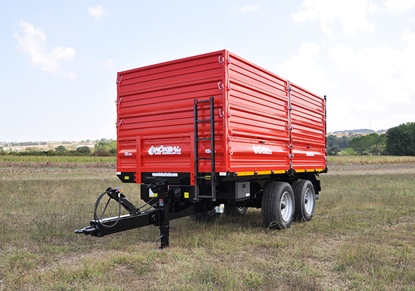 15 Ton İki Dingil Dört Lastik Tandem Geri Damperli Römork